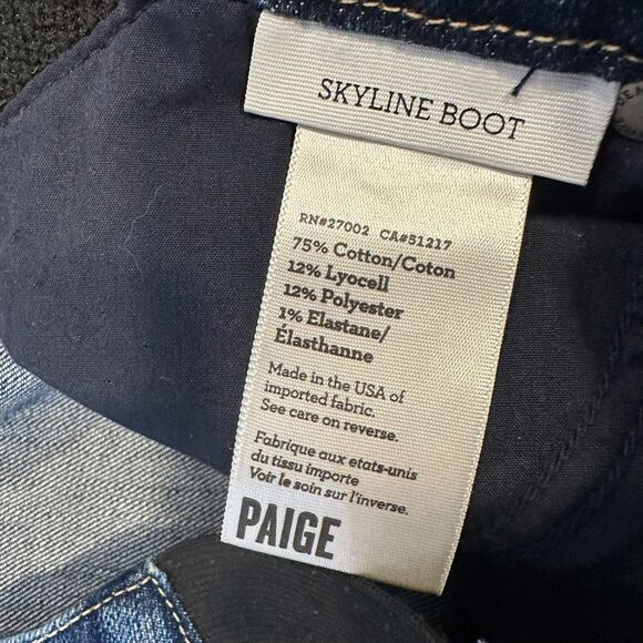 Paige Size-29 Womens Jeans Skyline Boot Dark Maternity Whiskered Distressed - Picture 5 of 16